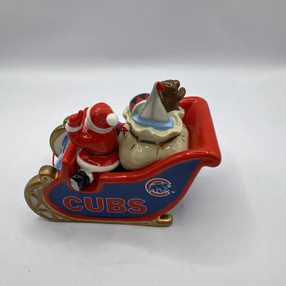 2008 Danbury Mint‎ Chicago Cubs Christmas Ornament w/Tag, Santa & Sleigh
